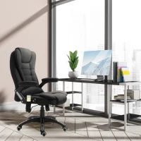 Vinsetto Reclining Massage Office Chair, Executive Office Chair with High Back, Swivel Wheels, Black(m-8)