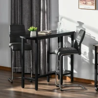 HOMCOM Modern Bar Table, Pub Table, Accent Console Table with Side Storage Shelf & Metal Frame, Black(m-8)