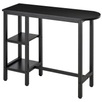 HOMCOM Modern Bar Table, Pub Table, Accent Console Table with Side Storage Shelf & Metal Frame, Black(m-11)