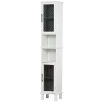 HOMCOM 69.5"H Tall Bathroom Cabinet, Free Standing Tower Cabinet with 2 Doors, Shelves Space Saving Vertical Slim Home Storage Furniture, White(m-11)