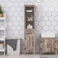 kleankin Freestanding Bathroom Storage Cabinet Slimline Unit w/ Adjustable Shelves Drawer(m-8)