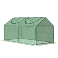 Outsunny 47" x 24" x 24" Portable Mini Tunnel Greenhouse Garden Planting Outdoor Flower Warm House Box with 2 Windows Steel Frame PE Cover, Green(m-11)