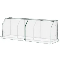 Outsunny 71" x 17" x 24" Mini Greenhouse Portable Hot House for Plants with Zipper Design for Outdoor, Indoor, Garden, White(m-11)