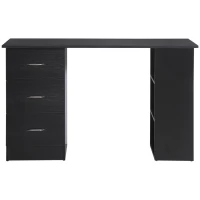 HOMCOM Computer Desk, 47" Writing Table with 3-Tier Shelves and 3 Reversible Drawers for Home Office, Bedroom, Black(m-11)