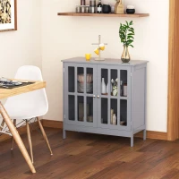 kleankin Kitchen Buffet Cabinet with 2 Doors, Modern Sideboard for Dining Room, Hallway, Living Room, Grey(m-1)