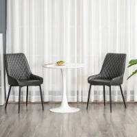 HOMCOM Retro Dining Chair Set of 2, PU Leather Upholstered Side Chairs for Kitchen Living Room with Metal Legs, Grey(m-6)
