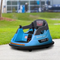 Aosom Bumper Car 12V 360° Rotation Electric Car for Kids, with Remote, Safety Belt, Lights, Music, for 1.5-5 Years Old, Blue(m-11)