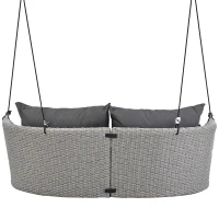 51.9" 2-Person Hanging Seat with Cushions, Rattan Woven Swing Chair with Cushions and Adjustable Ropes, Waterproof and Sun-Resistant, 500 LBS Capacity, Gray(m-10)