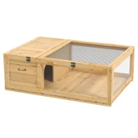 PawHut Wooden Tortoise House, Spacious Outdoor Turtle Habitat Enclosure, Secure Reptile Cage - Ideal for Garden & Patio Areas(m-12)