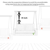 2-Person Wicker Hanging Porch Swing with Chains, Removable Cushions and Pillows, 500 lbs Capacity, 50" Length, Brown(m-8)