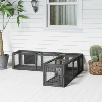 PawHut Wooden 98" Cat Tunnel for Outdoor with Combinable Design, 8 Doors, Dark Gray(m-10)