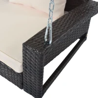 2-Person Wicker Hanging Porch Swing with Chains, Removable Cushions and Pillows, 500 lbs Capacity, 50" Length, Brown(m-12)