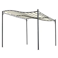 Outsunny 10' x 10' Steel Outdoor Pergola Gazebo, Patio Canopy with Weather-Resistant Fabric and Drainage Holes for Backyard, Deck, Garden, Cream White(m-11)
