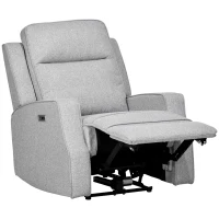 HOMCOM Electric Power Recliner, Wall Hugger Armchair with USB Charging Station, Sofa Recliner with Linen Upholstered Seat and Retractable Footrest, Gray(m-11)