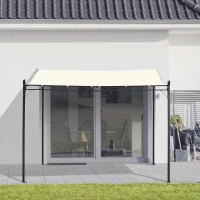 Outsunny 10' x 10' Steel Outdoor Pergola Gazebo, Patio Canopy with Weather-Resistant Fabric and Drainage Holes for Backyard, Deck, Garden, Cream White(m-10)