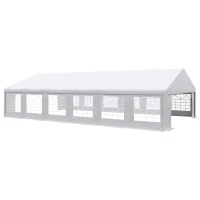 Outsunny 23' x 39' Heavy Duty Party Tent & Carport with Removable Sidewalls and Double Doors, Large Canopy Tent, Sun Shade Shelter, for Parties, Wedding, Outdoor Events, BBQ, White(m-14)