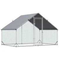 PawHut Large Chicken Coop Metal Chicken Run with Waterproof and Anti-UV Cover, Spire Shaped Walk in Fence Cage Hen House for Outdoor and Yard Farm Use, 1" Tube Diameter, 9.8' x 6.6' x 6.6'(m-10)