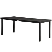 Outsunny 75" x 35" Outdoor Dining Table for 8 People, Rectangular Aluminum Frame Garden Table with All-Weather Faux Wood Top for Garden, Lawn, Patio, Black(m-11)