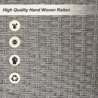 51.9" 2-Person Hanging Seat with Cushions, Rattan Woven Swing Chair with Cushions and Adjustable Ropes, Waterproof and Sun-Resistant, 500 LBS Capacity, Gray(m-6)