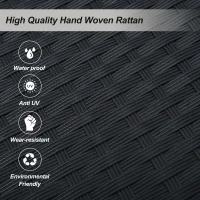 51.9" 2-Person Hanging Seat with Cushions, Rattan Woven Swing Chair with Adjustable Ropes, Waterproof and Sun-Resistant, Includes Cushions and Pillows, 500 LBS Capacity, Black+White(m-6)