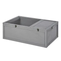 PawHut 37” Wooden Tortoise House Turtle Terrarium/ Small Reptile Enclosure with Two Room Design, Grey(m-11)