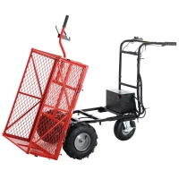 Electric Wheelbarrow Utility Cart, 48V 500W Motor, 500lbs Capacity, 1000lbs Towing, Brushless Motor, Adjustable Speed, 54.72"x23.23"x38.58", Red(m-1)