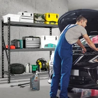 Garage Shelving Heavy Duty 72"H x 77"L, 6000LBS Capacity, Adjustable 3 Tier Metal Shelving for Garage Storage, Easy Assembly, Black(m-7)