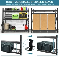 Garage Shelving Heavy Duty 72"H x 77"L, 6000LBS Capacity, Adjustable 3 Tier Metal Shelving for Garage Storage, Easy Assembly, Black(m-4)