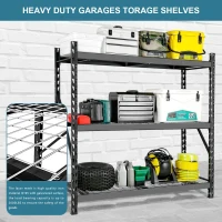 Garage Shelving Heavy Duty 72"H x 77"L, 6000LBS Capacity, Adjustable 3 Tier Metal Shelving for Garage Storage, Easy Assembly, Black(m-11)