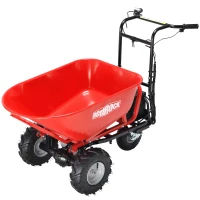 Electric Wheelbarrow Utility Cart, 48V 500W Brushless Motor, 500lbs Capacity, 6 Cuft, Dual-Wheel Design, 58.5×24.8×38.2 in, Red(m-2)