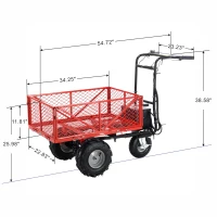 Electric Wheelbarrow Utility Cart, 48V 500W Motor, 500lbs Capacity, 1000lbs Towing, Brushless Motor, Adjustable Speed, 54.72"x23.23"x38.58", Red(m-3)