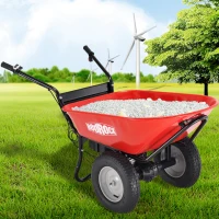 Electric Wheelbarrow Utility Cart, 24V DC 180W AGM Battery, 330lbs Max Capacity, Brushless Motor, All-Terrain Pneumatic Wheels, 57"x26.1"x30.9", Red(m-1)