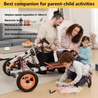 Modular Electric Innovation Kart, High-Strength Material, 20+ Assembly Methods, Perfect for Outdoor Sports and Parent-Child Interaction, 24.41"x16.14"x11.81", Silver(m-4)
