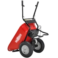 Electric Wheelbarrow Utility Cart, 24V DC 180W AGM Battery, 330lbs Max Capacity, Brushless Motor, All-Terrain Pneumatic Wheels, 57"x26.1"x30.9", Red(m-12)