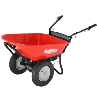 Electric Wheelbarrow Utility Cart, 24V DC 180W AGM Battery, 330lbs Max Capacity, Brushless Motor, All-Terrain Pneumatic Wheels, 57"x26.1"x30.9", Red(m-2)