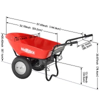 Electric Wheelbarrow Utility Cart, 24V DC 180W AGM Battery, 330lbs Max Capacity, Brushless Motor, All-Terrain Pneumatic Wheels, 57"x26.1"x30.9", Red(m-3)