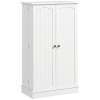 HOMCOM Freestanding Kitchen Pantry Cabinet, Kitchen Sideboard Cabinet with 12 Door Shelves, Double Doors, 5-tier Shelving, Paper White(m-14)