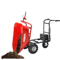 Electric Wheelbarrow Utility Cart, 48V 500W Brushless Motor, 500lbs Capacity, 6 Cuft, Dual-Wheel Design, 58.5×24.8×38.2 in, Red(m-10)