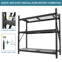 Garage Shelving Heavy Duty 72"H x 77"L, 6000LBS Capacity, Adjustable 3 Tier Metal Shelving for Garage Storage, Easy Assembly, Black(m-5)
