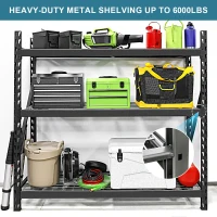 Garage Shelving Heavy Duty 72"H x 77"L, 6000LBS Capacity, Adjustable 3 Tier Metal Shelving for Garage Storage, Easy Assembly, Black(m-6)