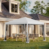Outsunny 10' x 10' Outdoor Pop-Up Canopy with Sidewalls, Mesh Walls, Instant Setup for Party, Events, Patio, Lawn, Cream White(m-2)