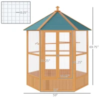 PawHut Large Wooden Bird Cage, Outdoor Aviary with Covered Roof, Spacious Flight Cage for Birds, Secure and Aesthetic(m-2)