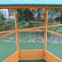 PawHut Large Wooden Bird Cage, Outdoor Aviary with Covered Roof, Spacious Flight Cage for Birds, Secure and Aesthetic(m-9)