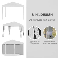Outsunny 10' x 10' Outdoor Pop-Up Canopy with Sidewalls, Mesh Walls, Instant Setup for Party, Events, Patio, Lawn, Cream White(m-4)