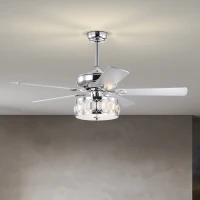 52" Ceiling Fan with 3-Light Fixture and Remote, Quiet Motor, Reversible Blades for Year-Round Comfort, Chrome(m-8)