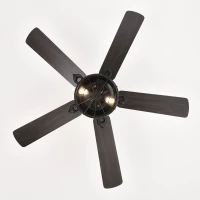 52" Farmhouse Ceiling Fan with Remote, Dual Finish Blades, Industrial Fandelier, 3-Speeds, Reversible Direction, for Living Room, Bedroom, Patio, Matte Black(m-9)
