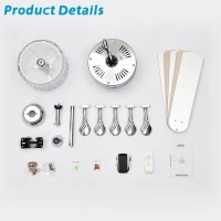 52" Elegant Ceiling Fan Light with Remote, Crystal Chandelier Fan with 5 Reversible Wood Blades, Silent Motor, and Adjustable Wind Speed for Dining Room, Bedroom, Living Room, Chrome(m-11)