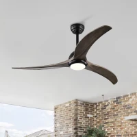 52" Ceiling Fan with Light and Remote Control, Noiseless Reversible Motor, 6 Speed, 3 Color Options, Indoor/Outdoor Use, Matte Black(m-1)