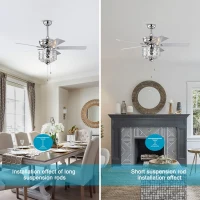 52-Inch Indoor Ceiling Fan with Reversible AC Motor, Pull Chain, Dual Finish Blades, and Dual Mount Compatibility, Chrome(m-6)