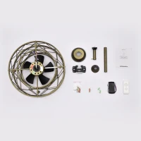 20" Low Profile Enclosed Bladeless Ceiling Fan with Lights, Reversible Motor, Remote Control, and Adjustable Downrod for Bedroom, Antique brown(m-12)